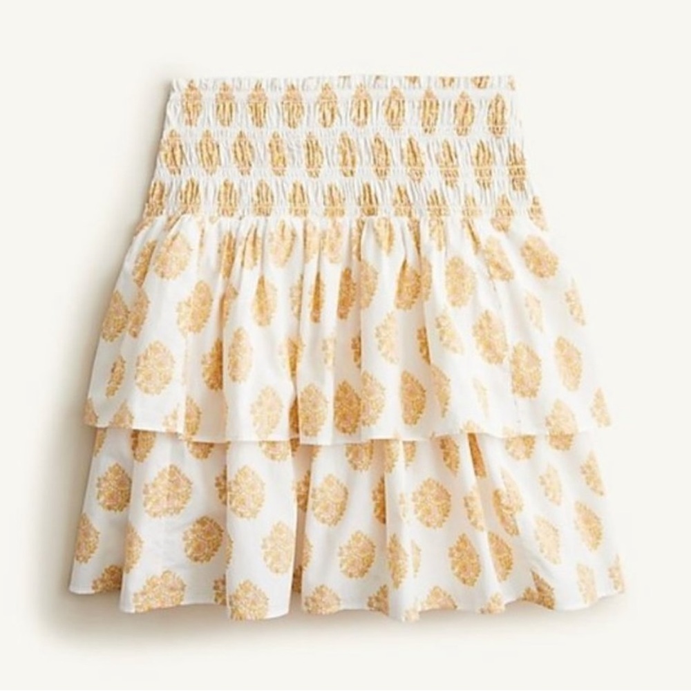 J.Crew Smocked mini skirt in gathered floral block print